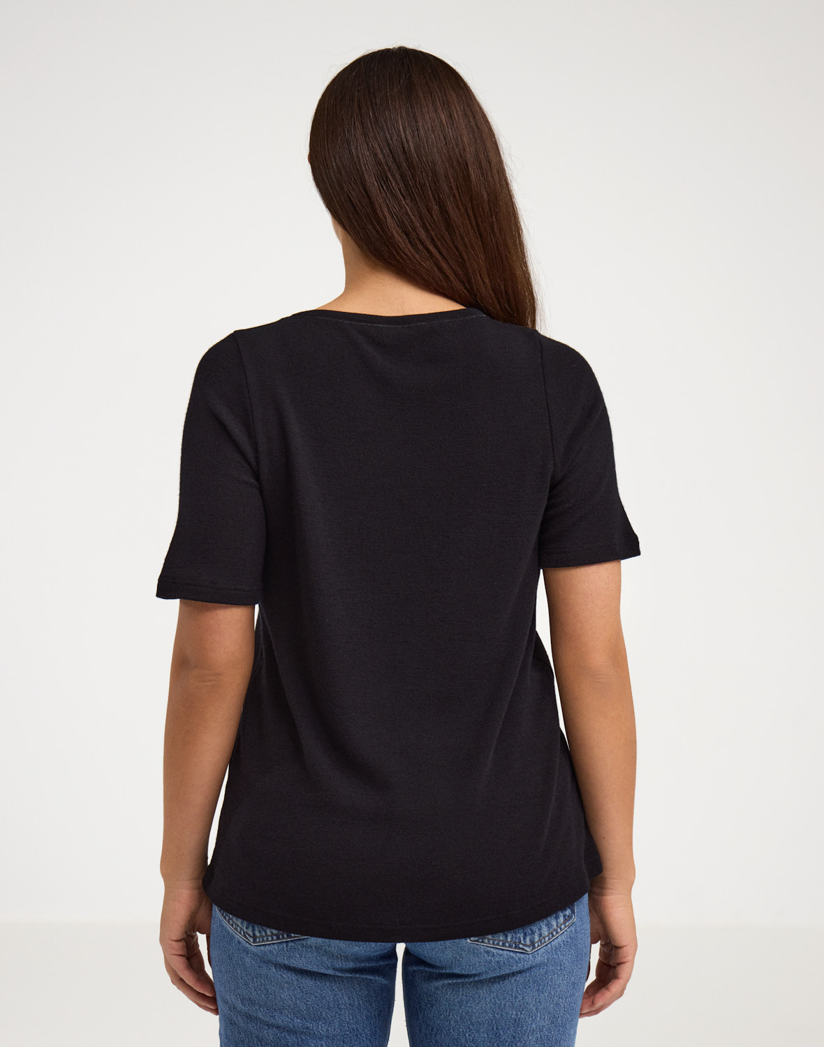 T-shirt van merinowol voor dames in Zwart