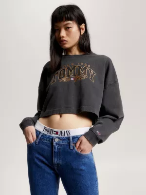 Moletom Varsity Cropped com Logo