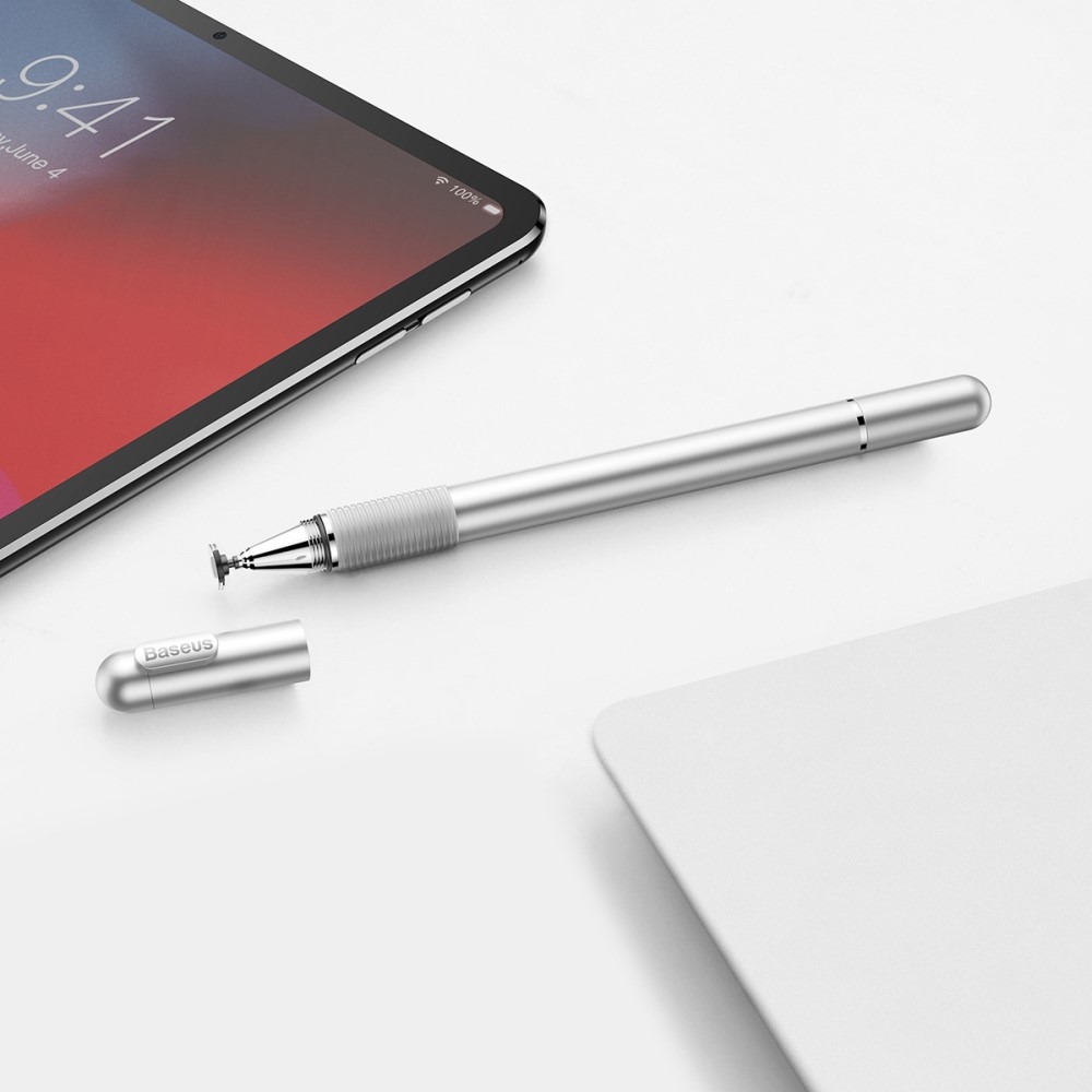 2in1 Kapazitiver Präzisions Stylus Touch Pen   Kugelschreiber - Silber