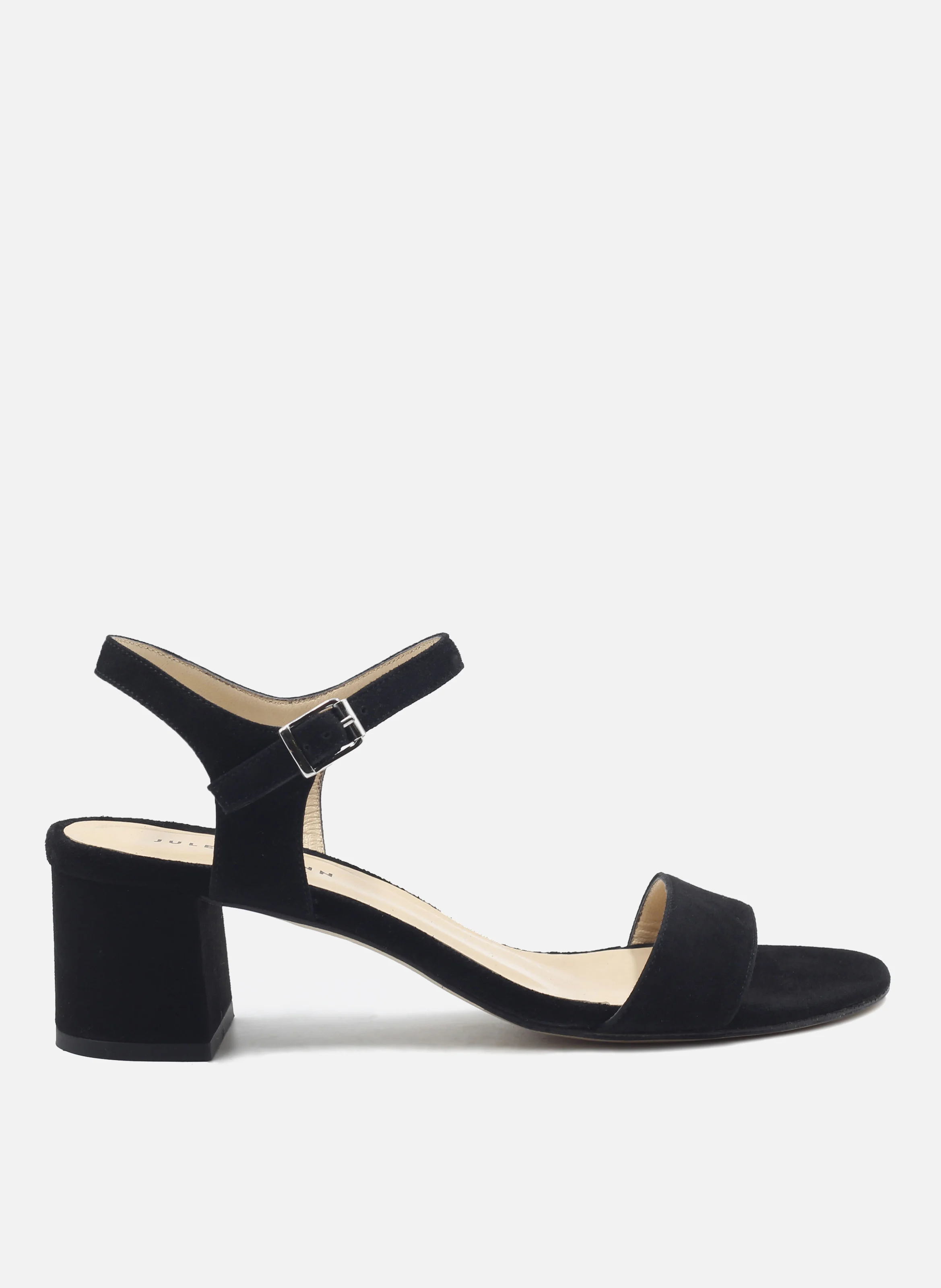 Sandales moyen talon cuir daim | Noir