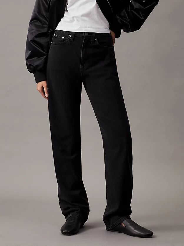 Calça jeans reta de cintura alta