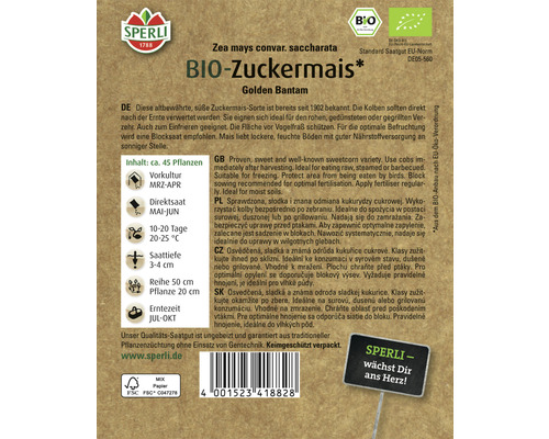 Zoete maïs Sperli biologische groentezaden