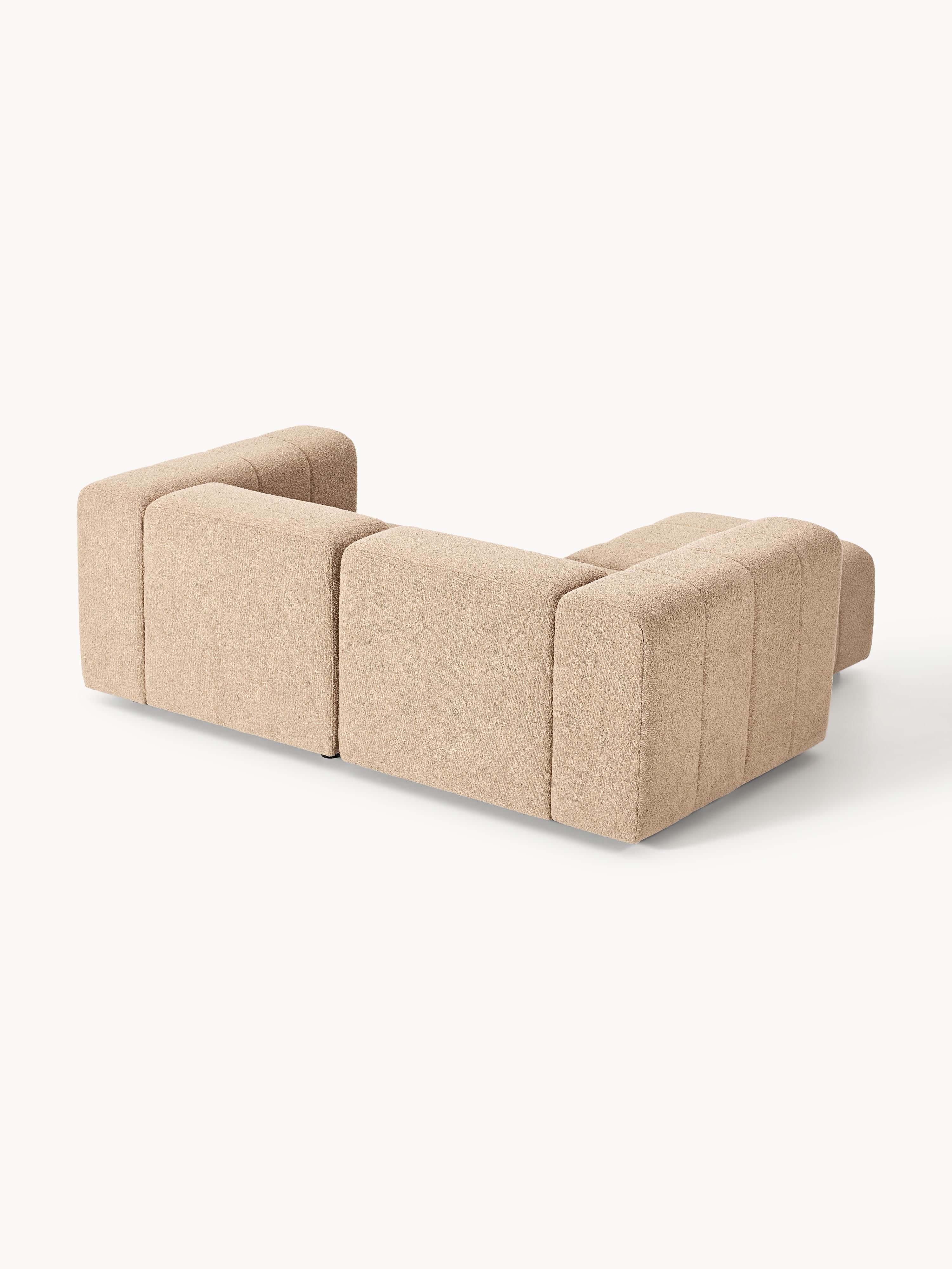 Modulaire bouclé bank Lena (3-zits) met poef (links/rechts)