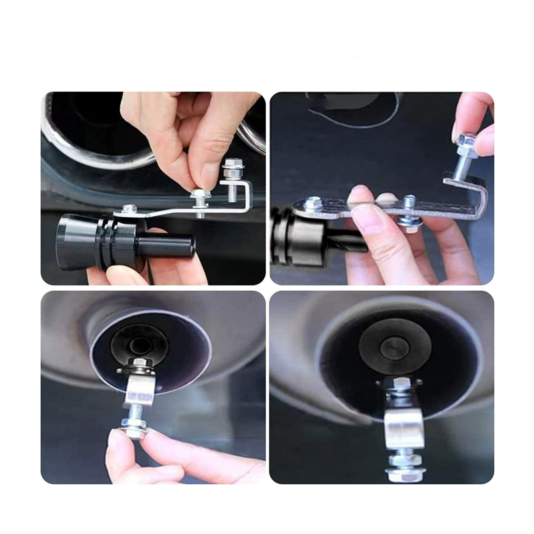 (Gr. M) Aluminium Auto Auspuff Pfeife Endrohr Fake Turbo Sound - Schwarz