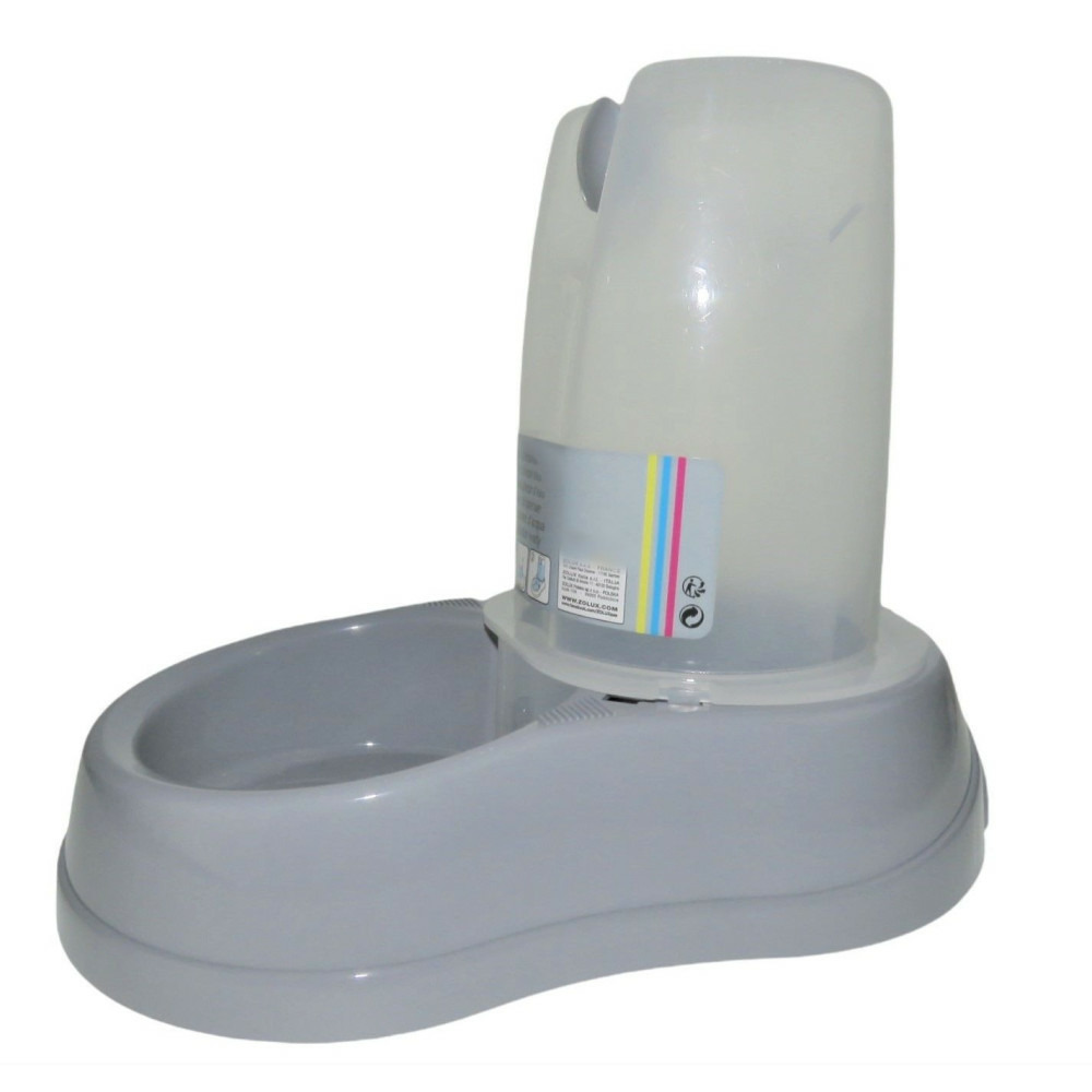 Distributeur d'eau 1.5 litres, gris en plastique, pour chien ou chat
