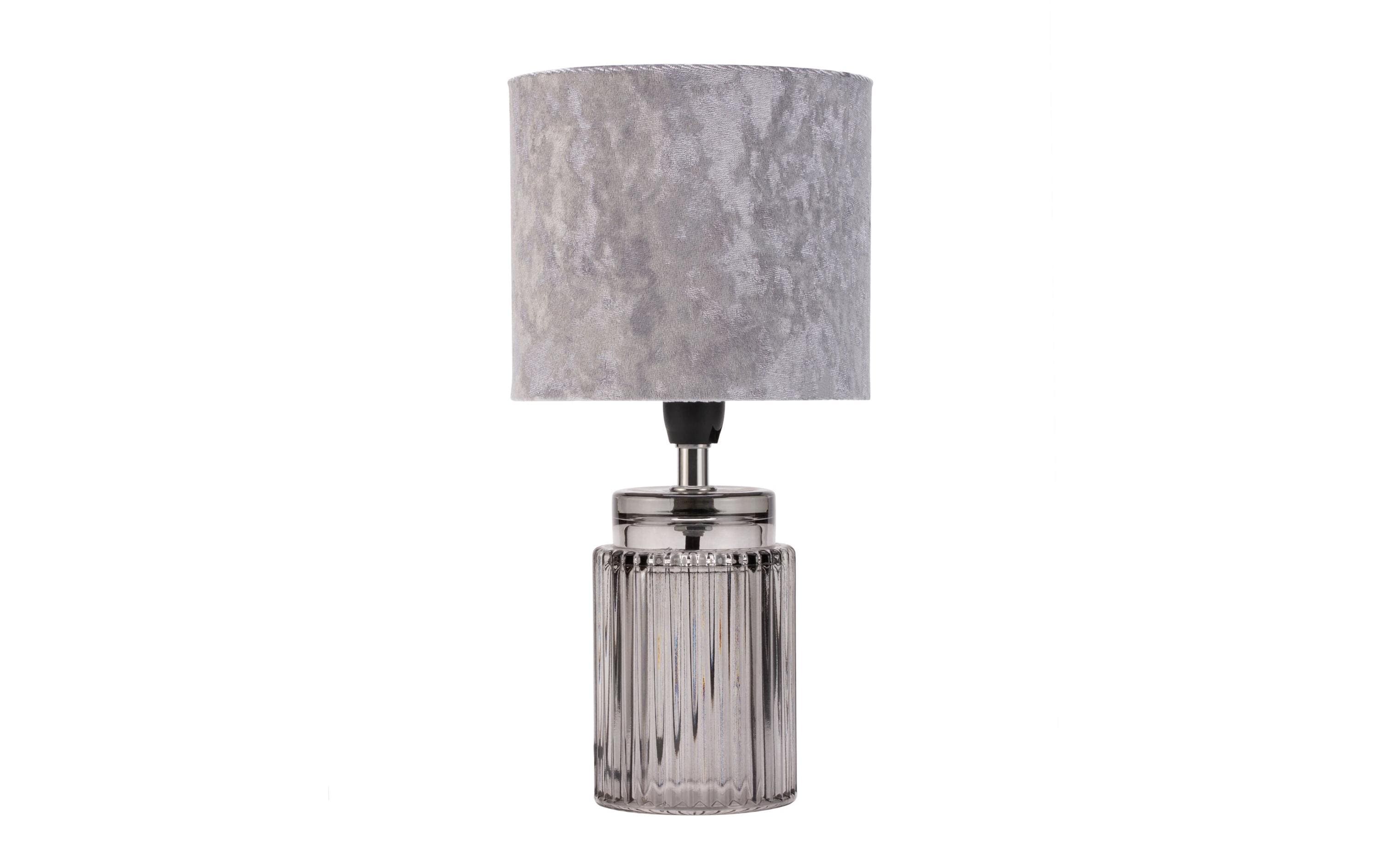 Tischleuchte Classy Velvet, E14, GrauSchreibtischleuchte aus Samt/Glas