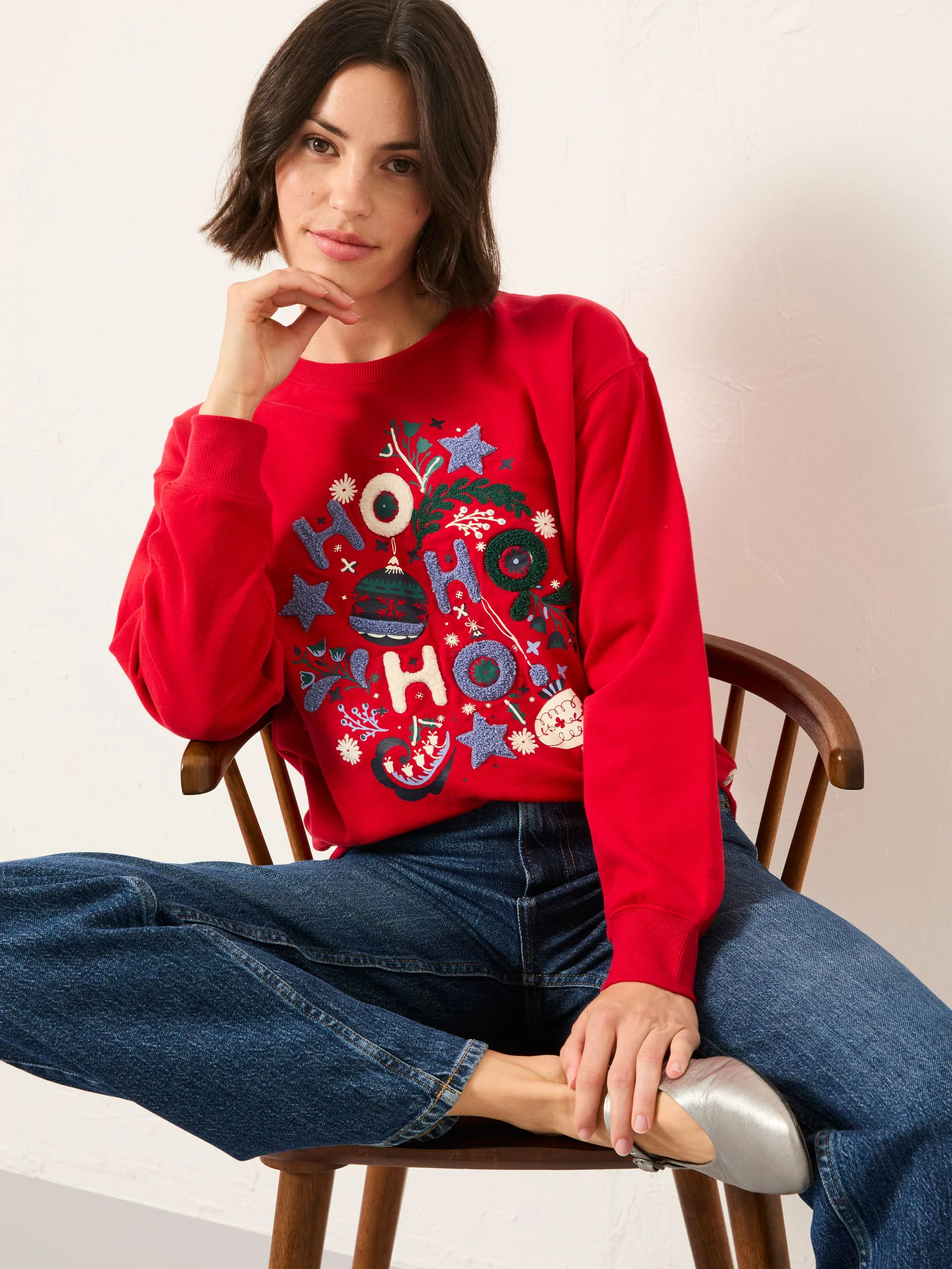 FatFace Festive Graphic Crew Sweatshirt
