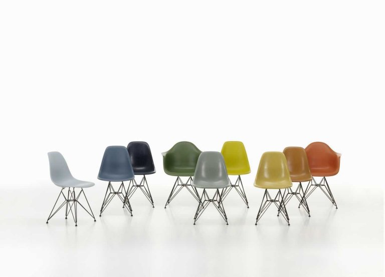 Vitra Eames DSX stoel zwart gepoedercoat onderstel, Light Grey