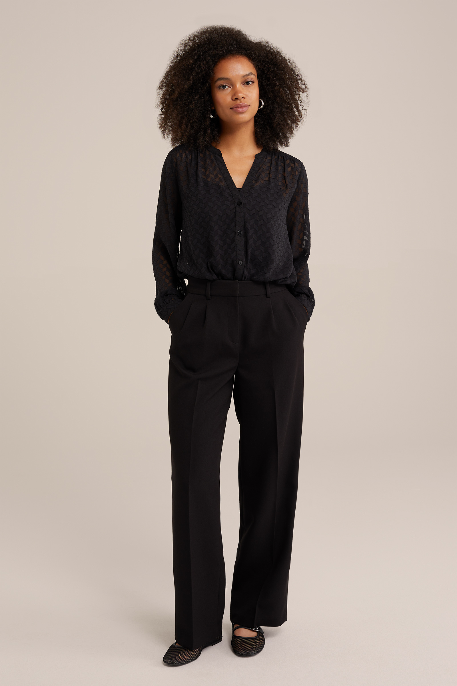 blouse met dessin WE Fashion Zwart