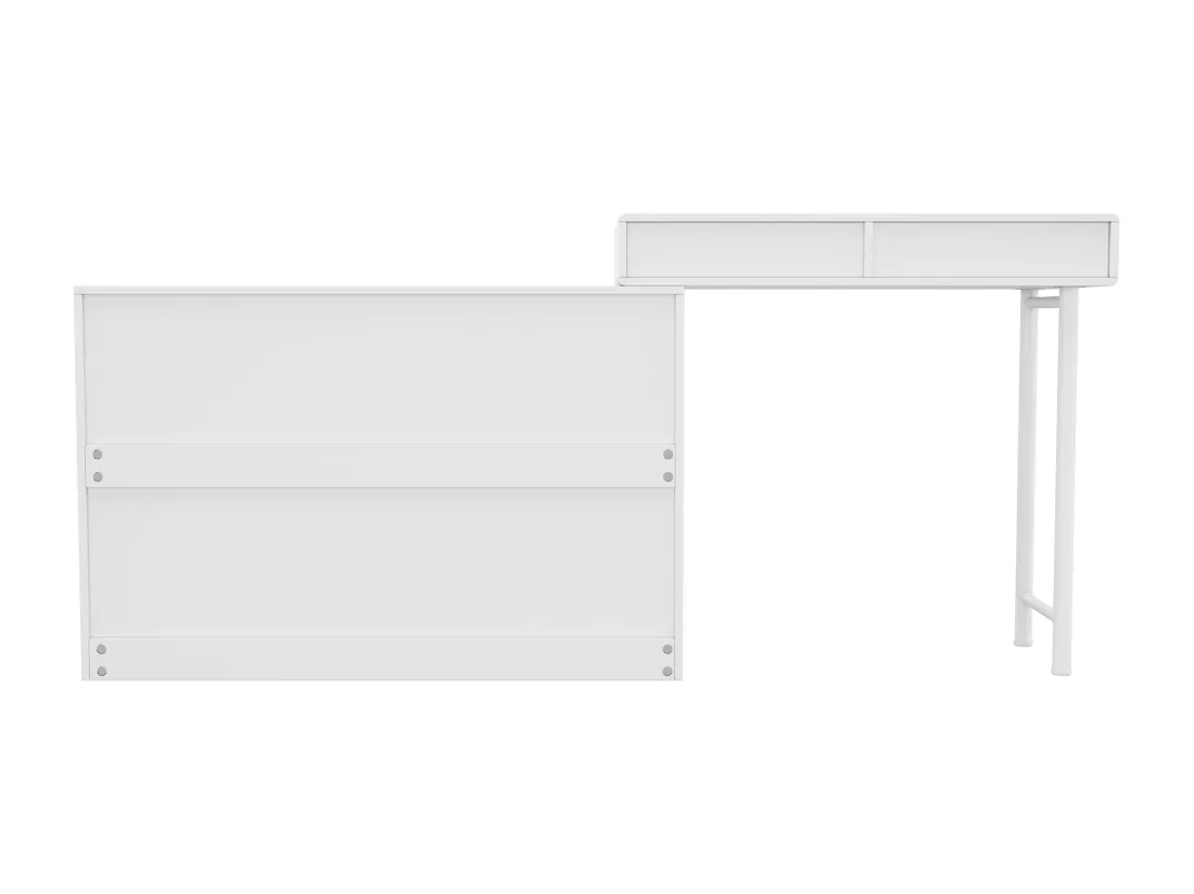 Coiffeuse extensible contemporaine scandinave avec 8 tiroirs - façades laquées - Blanc(sans miroir ni tabouret)