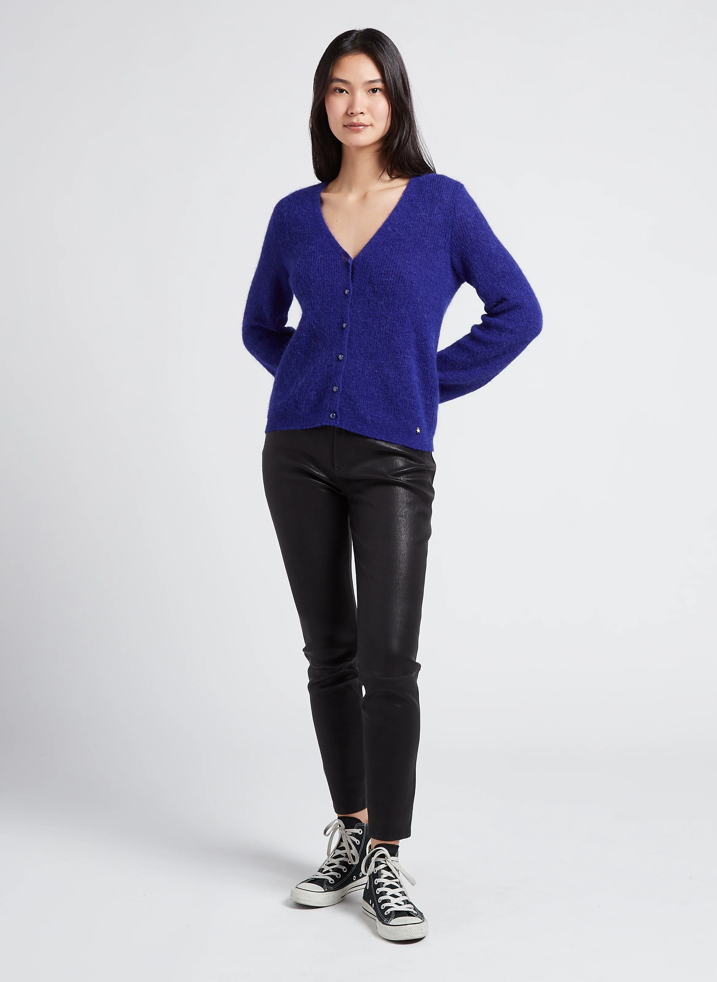 DENVER - Pantalon slim en cuir | Noir