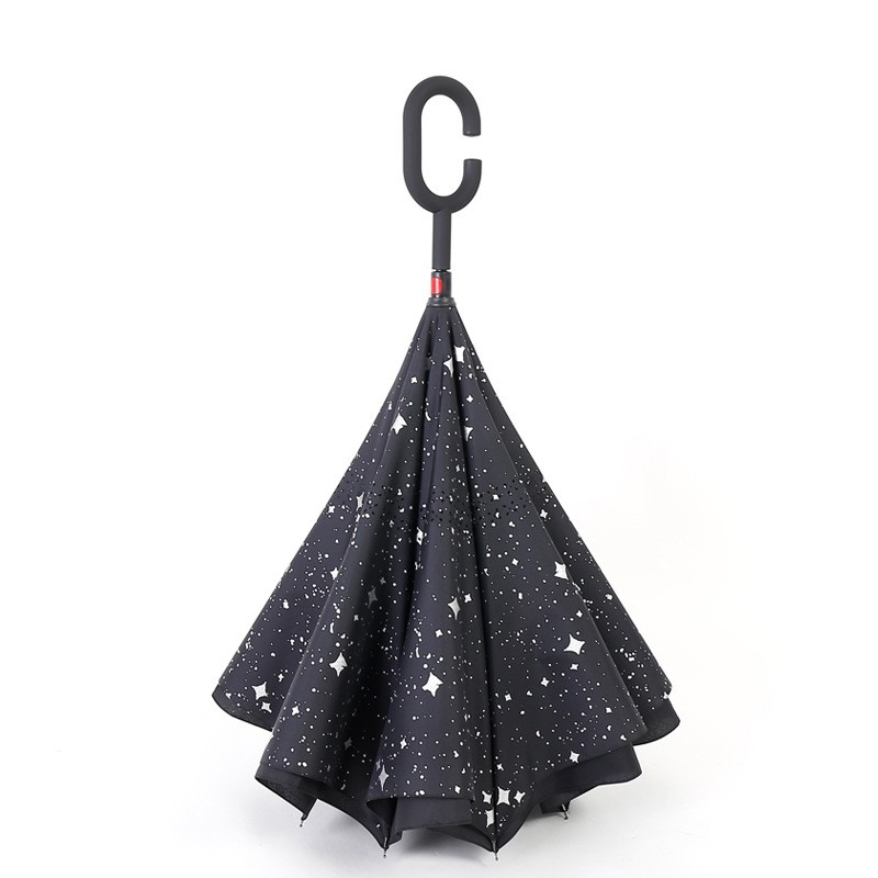 (Ø105cm) Umgekehrter Langgriff Regenschirm Fashion Reverse Schirm - Sternenhimmel
