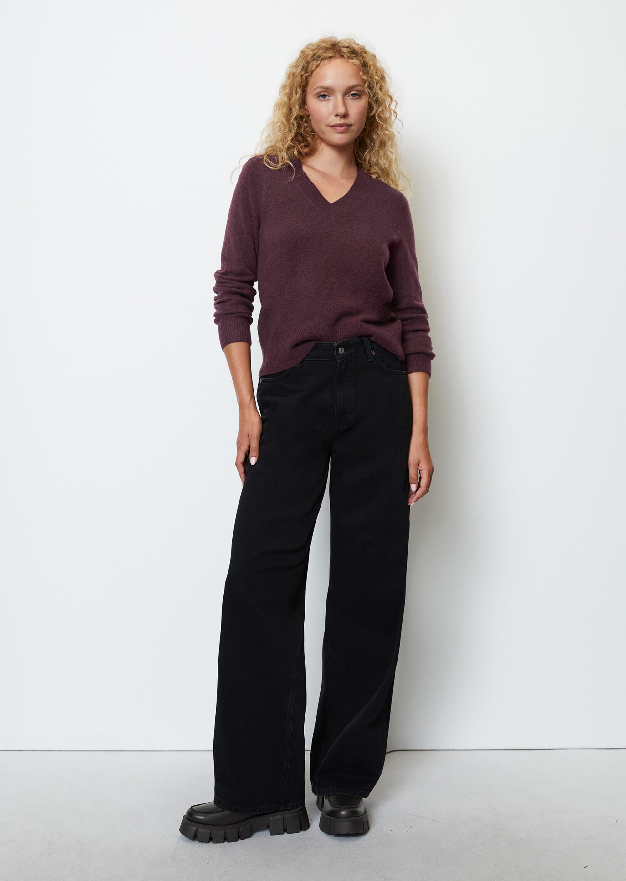 V-Neck-Strickpullover aus softem Schurwolle-Mix