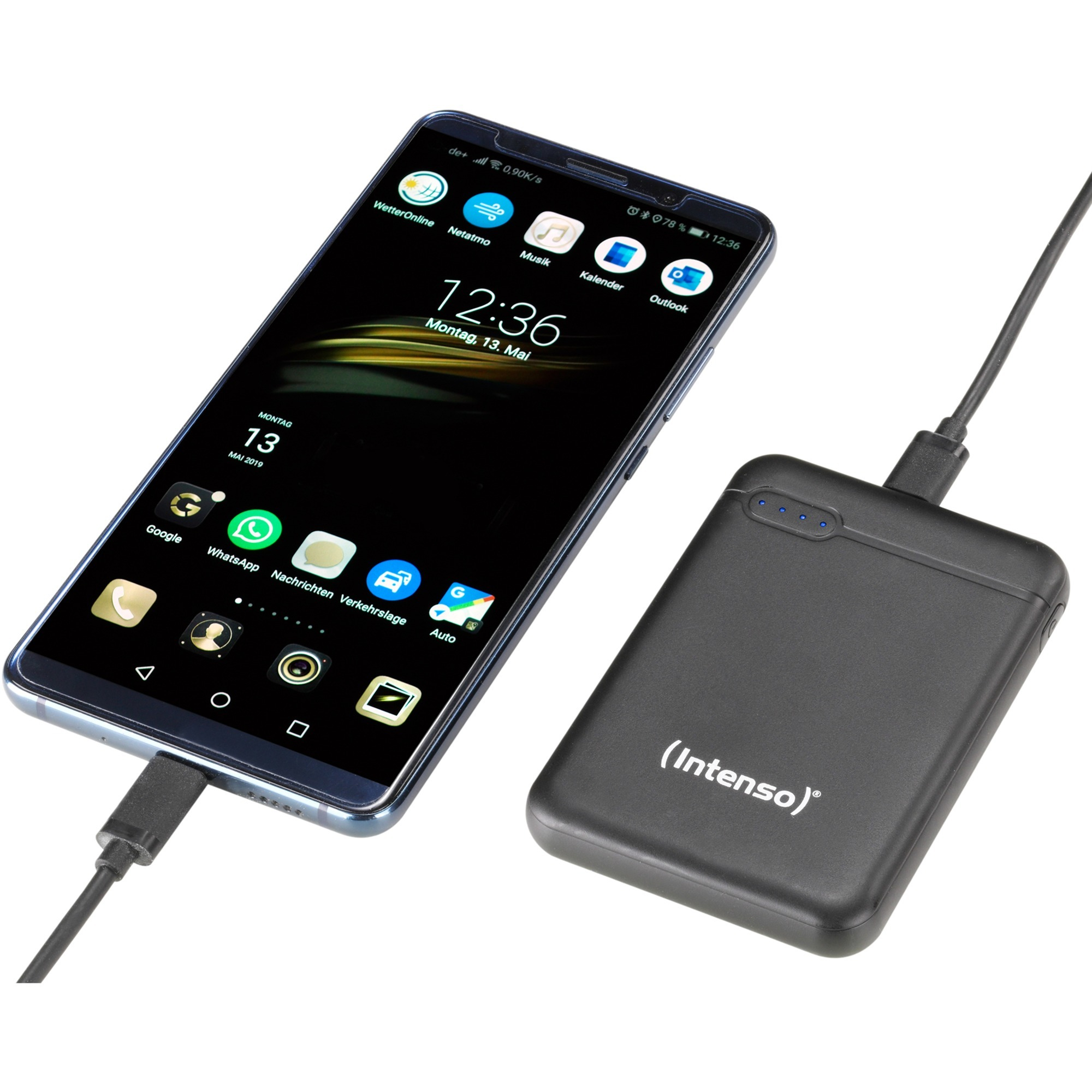 (2.1A) 5000mAh XS5000 USB C / USB A / Micro USB  Powerbank Ladegerät mit LED Anzeige (7313520) - Schwarz