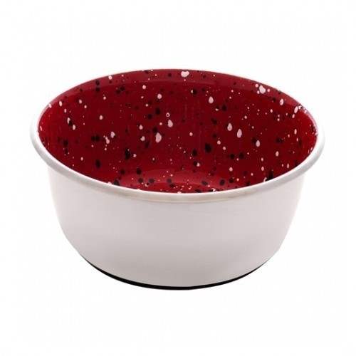 Comedouro Dogit Red Speckle em aço inoxidável, vermelho