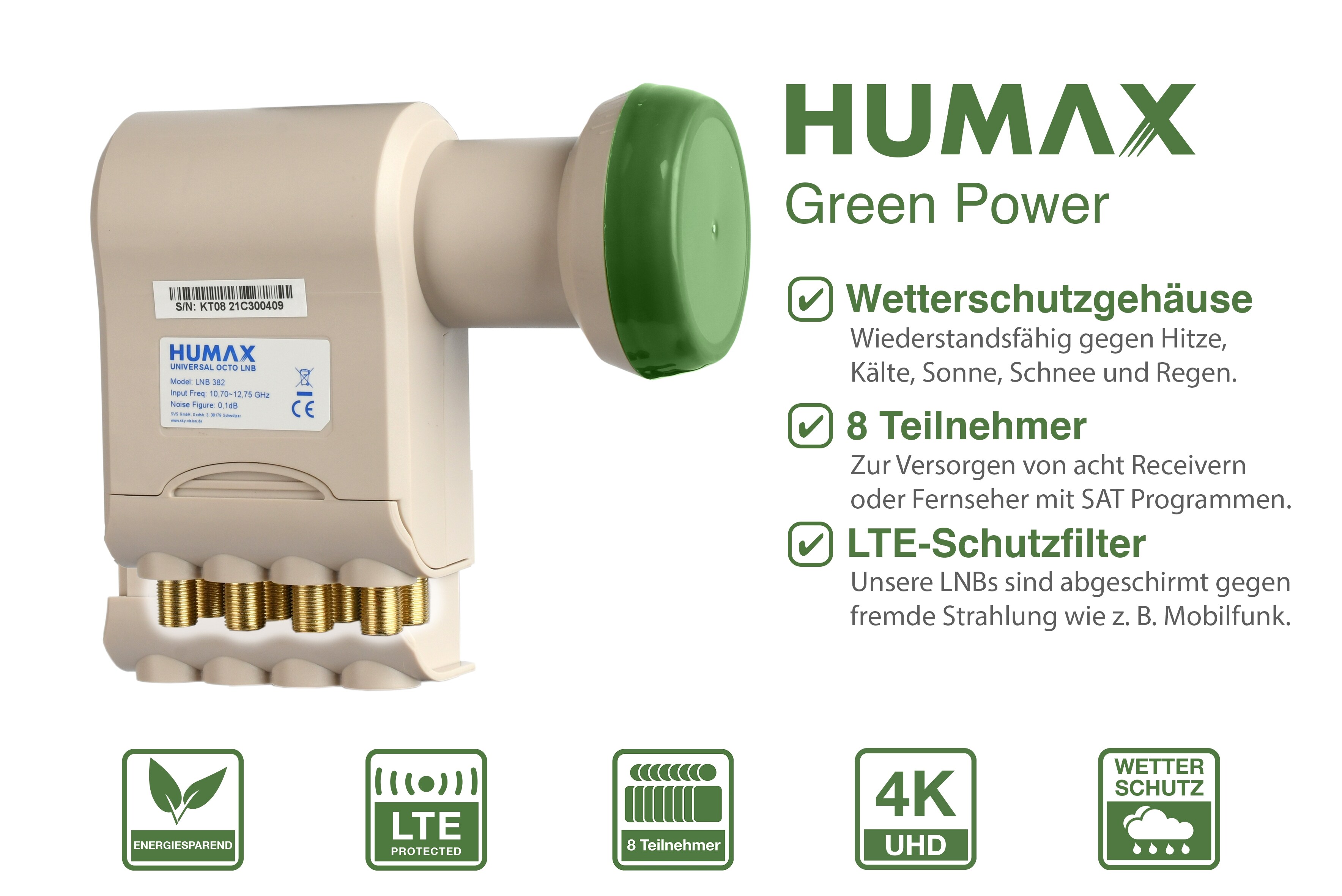 Humax Green Power Octo-LNB, LTE Filter, geringe Stromaufnahme
