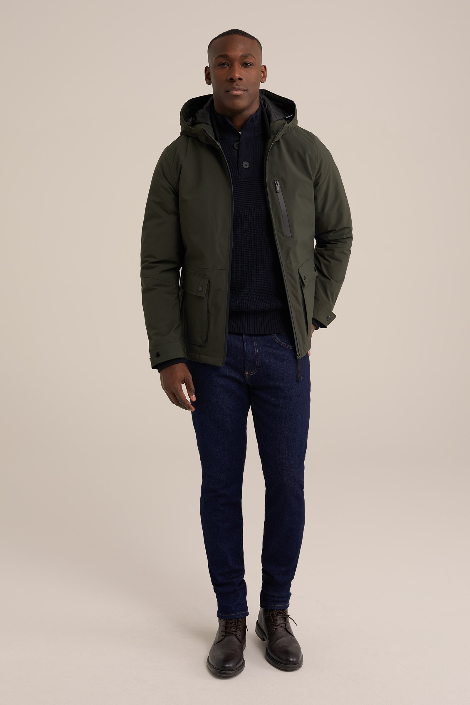 waterafstotend jack met capuchon WE Fashion Donkergroen