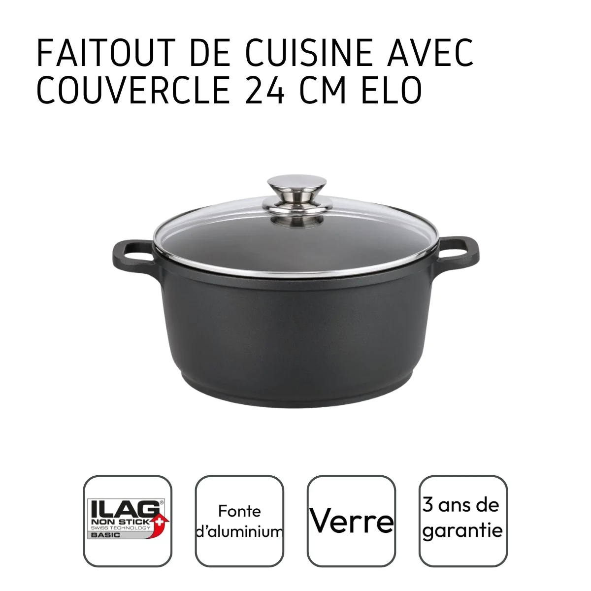 Faitout 24 cm de 4 litres Alucast Elo