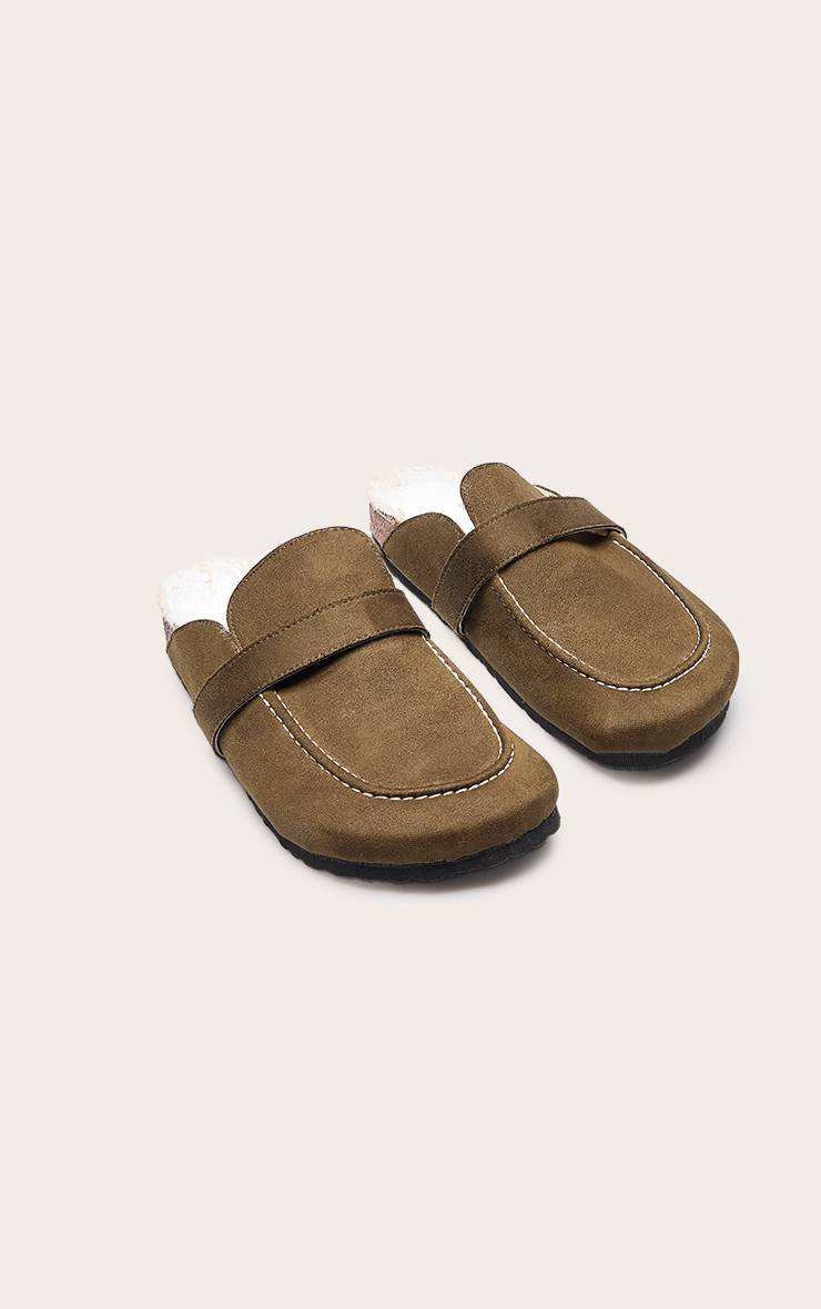Vert Olive Mules En Synthétique Doublées De Synthétique