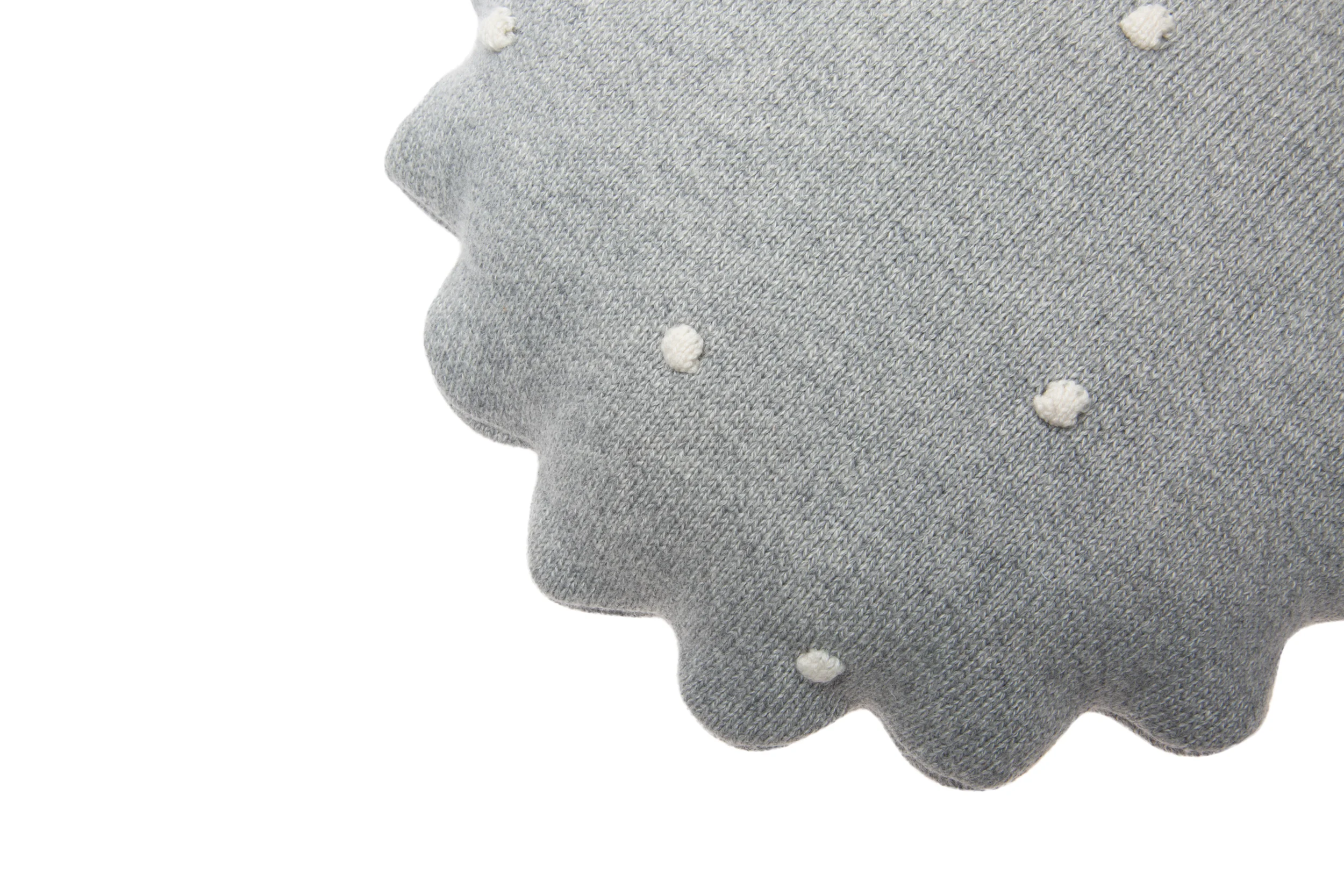 BISCUIT - Coussin rond en coton tricoté | Gris