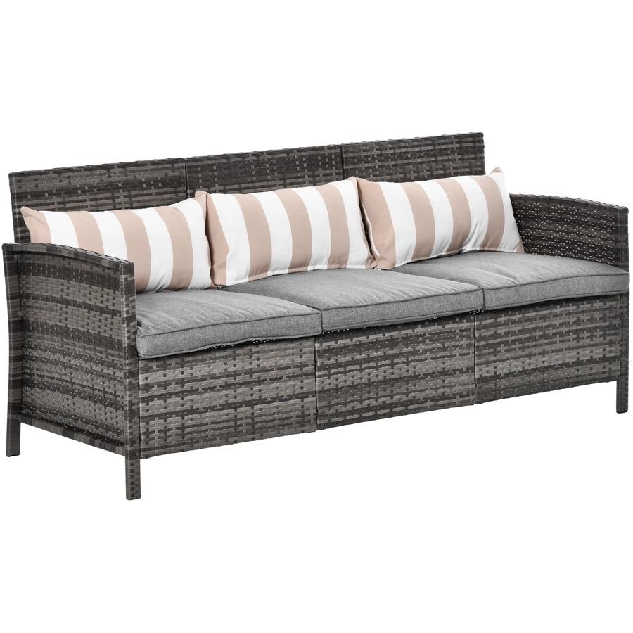 Outsunny Rattan Loungesofa als 3-Sitzer grau