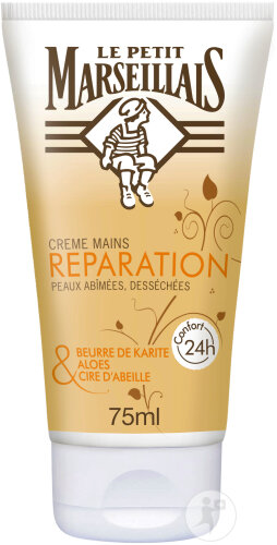 Le Petit Marseillais Crème Mains Réparation Peaux Abîmées Desséchées Karité Aloès Cire Abeille 75ml