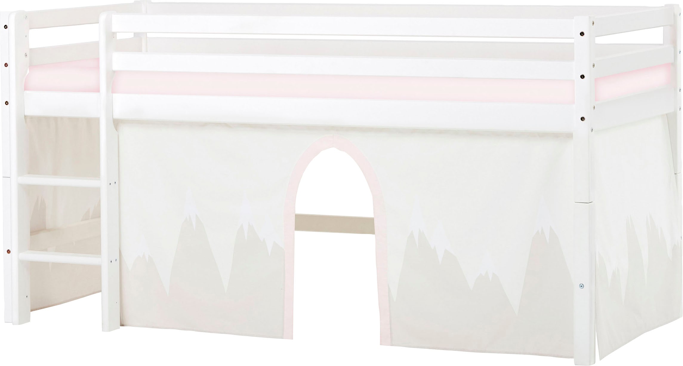 Hoppekids Hochbett »«Winter Wonderland»« Set,  90x200, umbaubar mit Vorhang-Set Winter