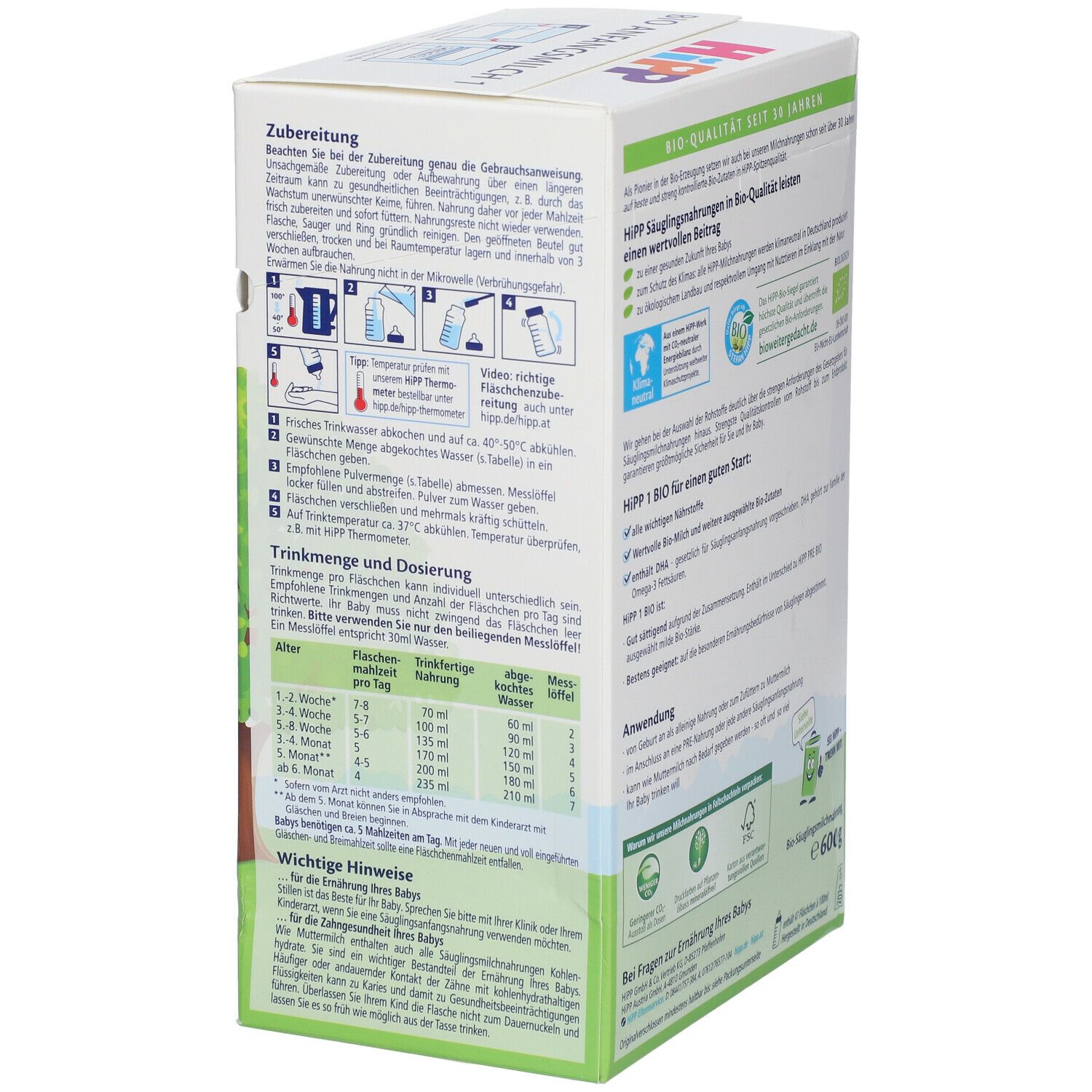 Hipp Bio 1 Anfangsmilch von Geburt an