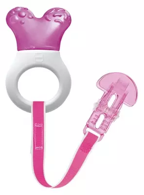 Anneau de Dentition Réfrigérant avec Attache 2 Mois et + - Couleur : Rose - 1 Unité