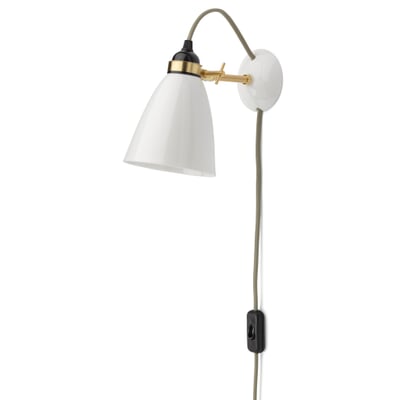 Wandleuchte Bone China Messing, Mit Kabel und Schalter