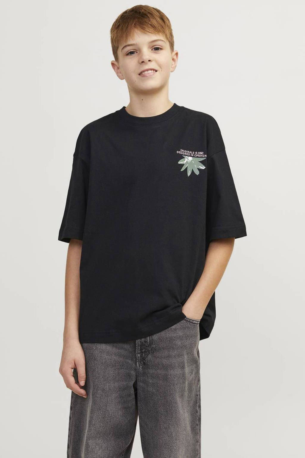 JACK & JONES T-shirt JORTAMPA met backprint zwart