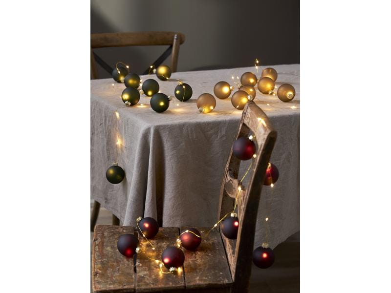 Star Trading LED-Lichterkette Bliss, 1.6 m, 8 Kugeln, Rot Messingfarbene Lichterkette