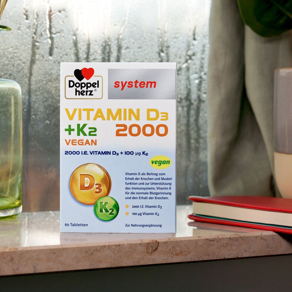 Doppelherz® system Vitamin D3 + K2 2000 Vegan