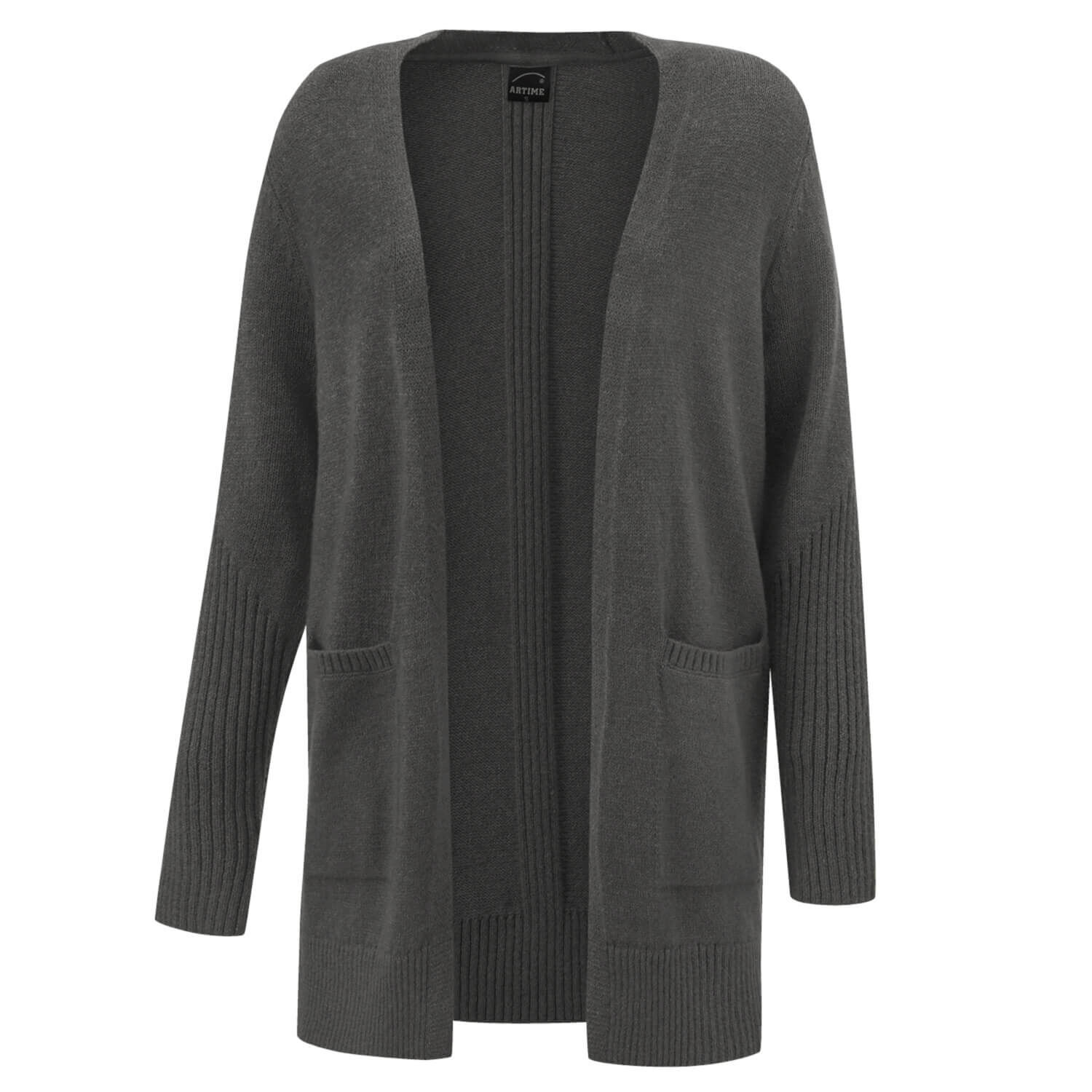 Longcardigan mit Ripp-Effekt