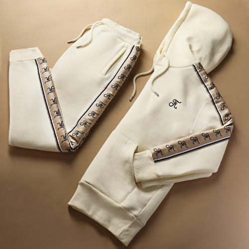 Pantalon Jogging Couture Edition Avec Bande Brodée 756 Blanc Creme