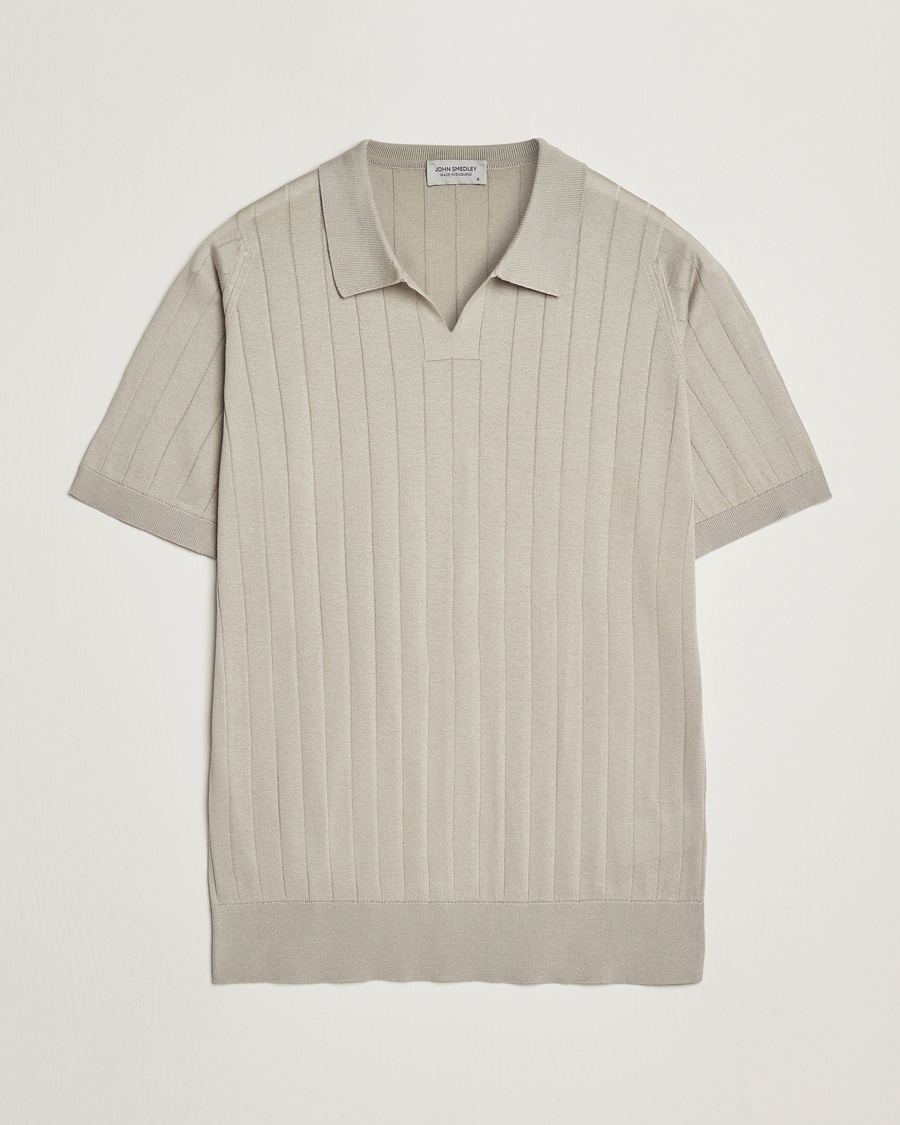 John Smedley Roper Open Collar Sea Island Polo Parchment