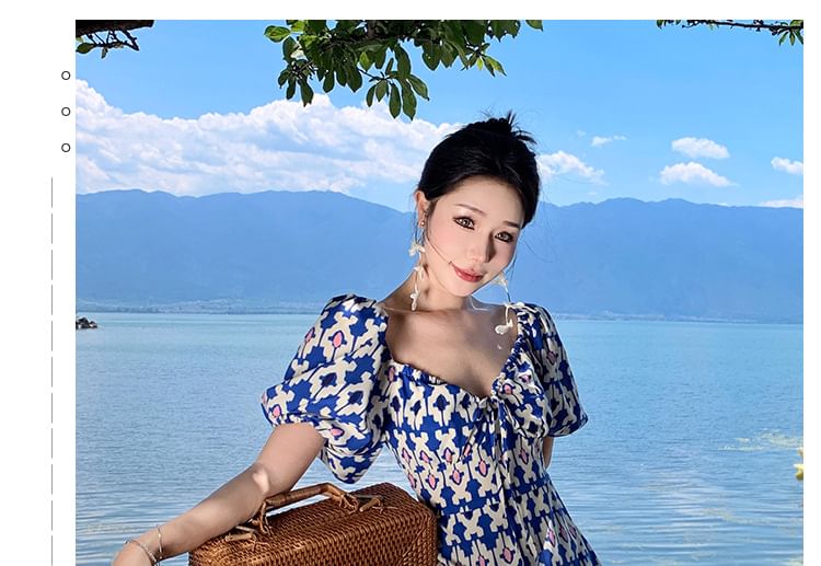 Egsy - Maxi-zomerjurk met pofmouwen en off-shouldermotief