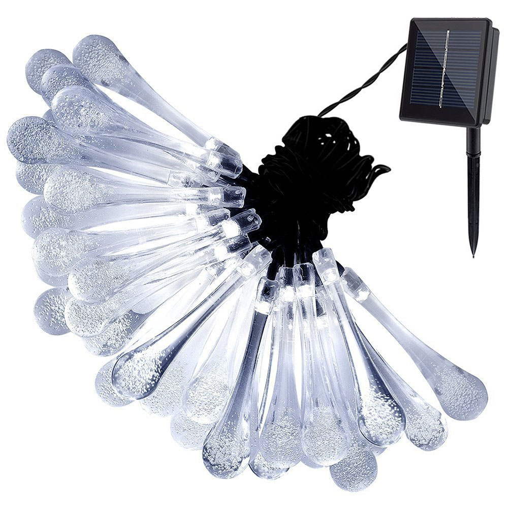 (6m) 30 LED's Deko Solar Lichterkette Tropfen Outdoor Beleuchtung IP65 - Bunt