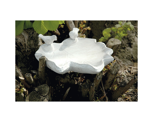 DOBAR Leaf Paradise ronde keramische witte vogel-/insectenbak ca. 31 x 29 x 5,5 cm