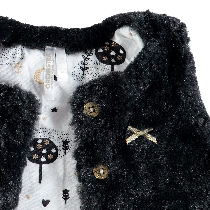 Ensemble 3 pièces avec tunique imprimée, gilet et legging print coeur - Gris foncé