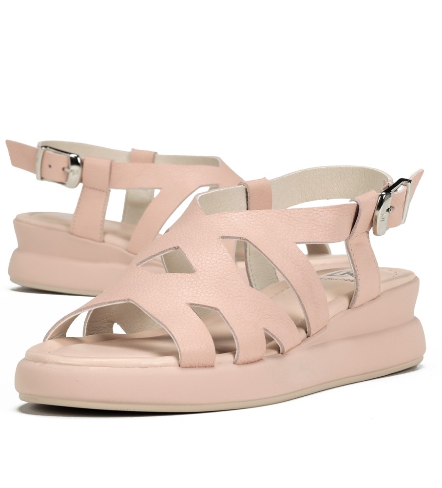 Sandálias Dorking by Fluchos Pink Slam em couro - Salto plataforma de 5 cm -