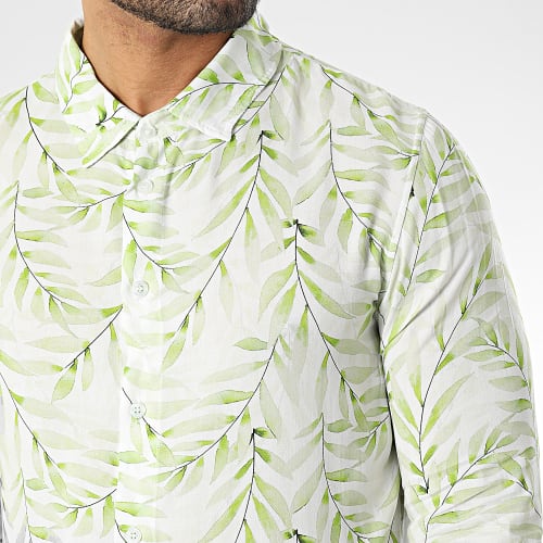 Chemise Manches Longues Blanc Vert