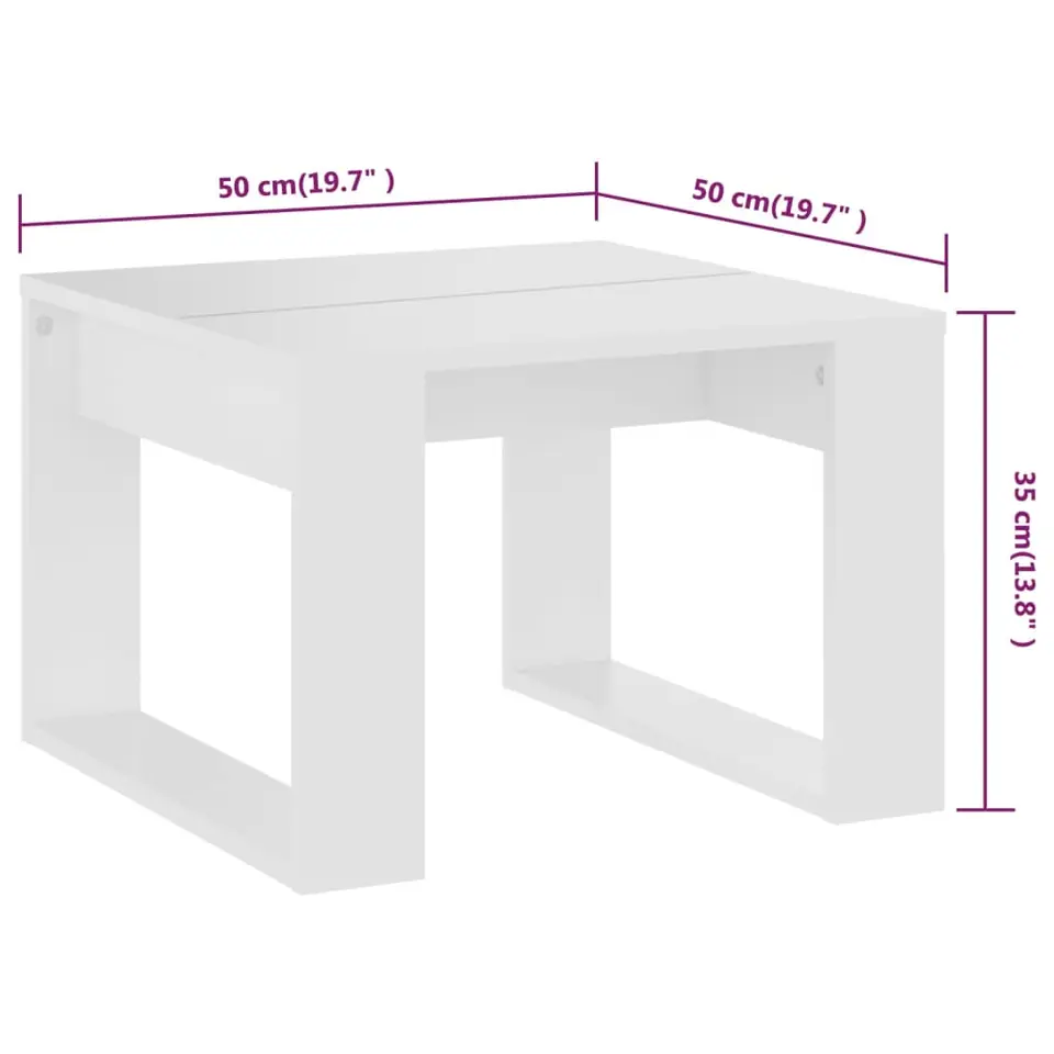 vidaXL - Tafel - Wit - Bewerkt hout - 50 x 50 cm