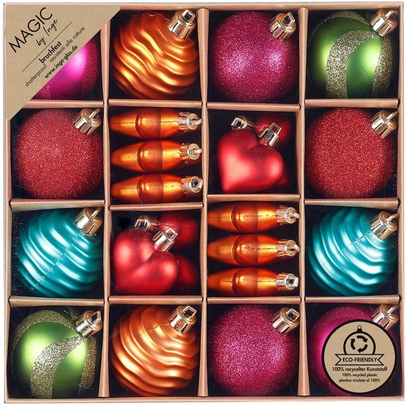 Inge - Kerstballen en Ornamenten - Gekleurd - 24x - Kunststof - Kerstversiering