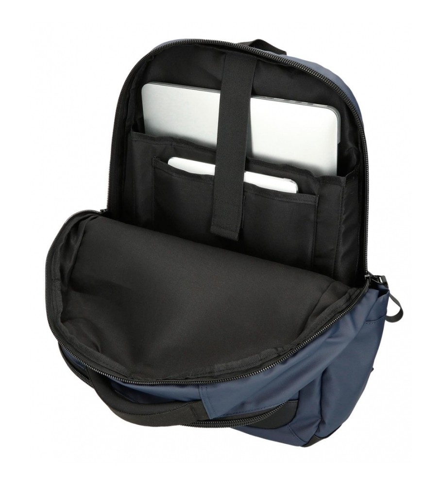 Mochila para laptop Pepe Jeans Hoxton com três compartimentos, azul marinho
