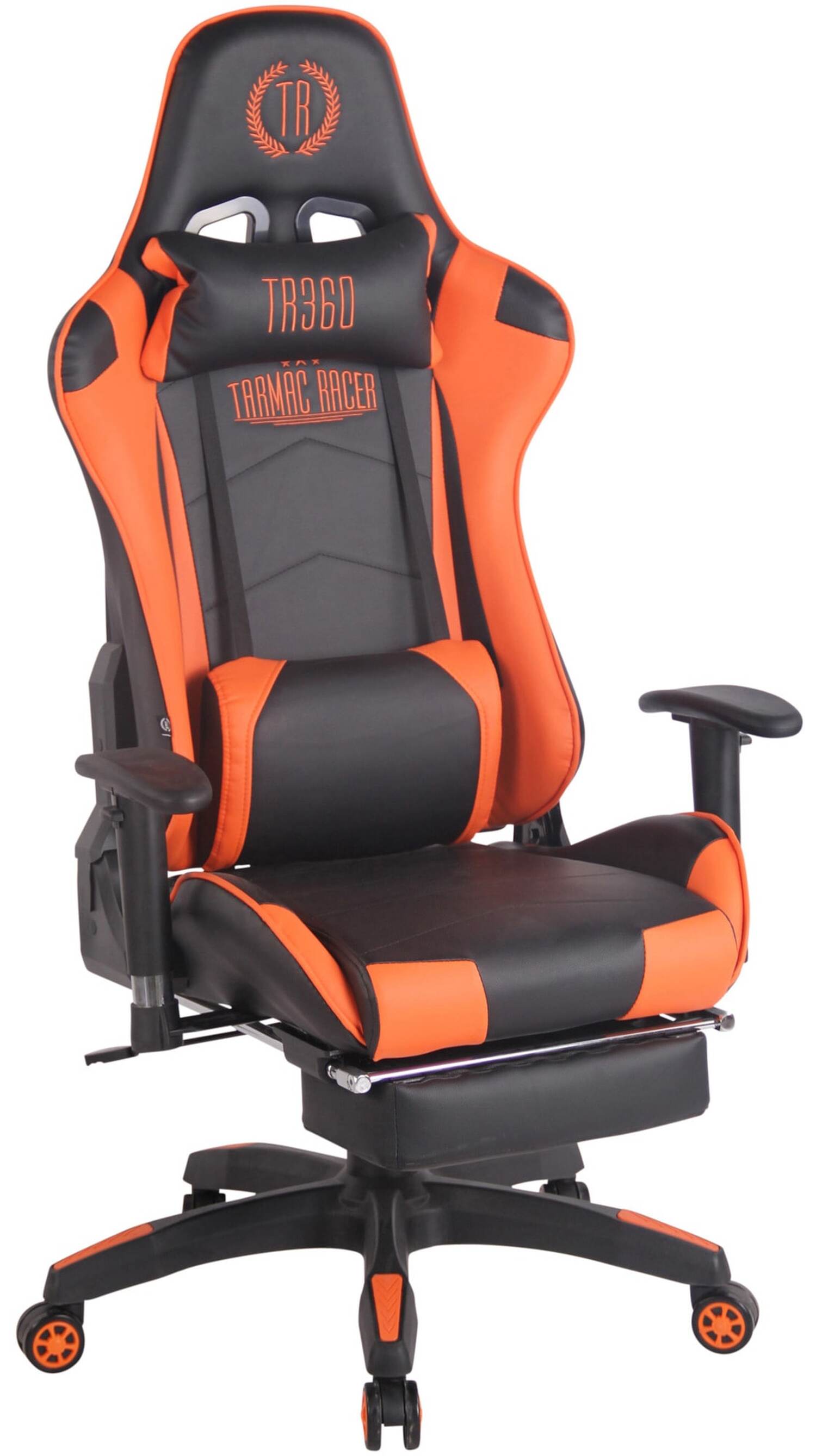TPFLiving Racing Bürostuhl Turbine mit Fußablage Schwarz/Blau