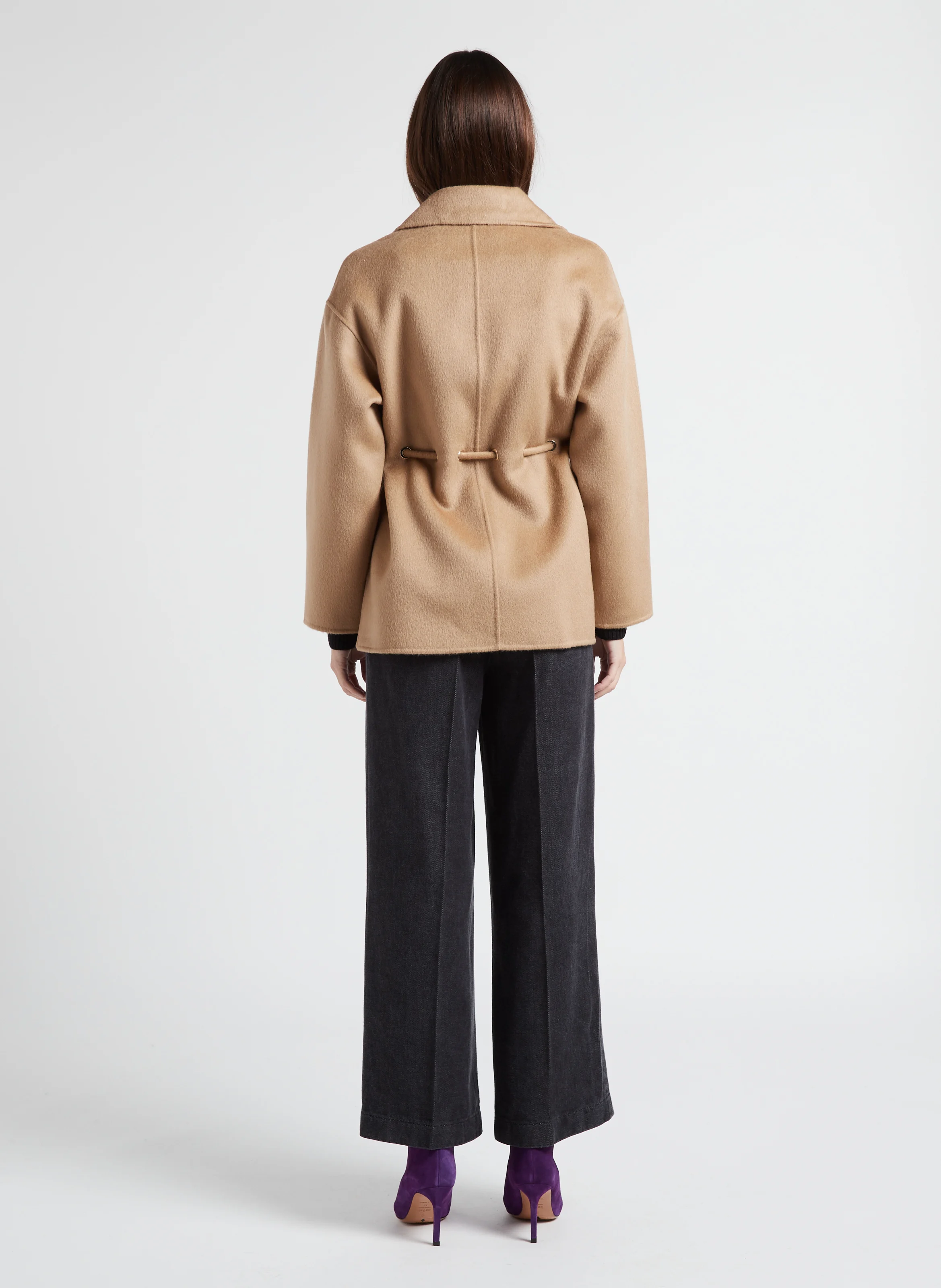 KAM - Manteau ample col classique en laine mélangée | Marron