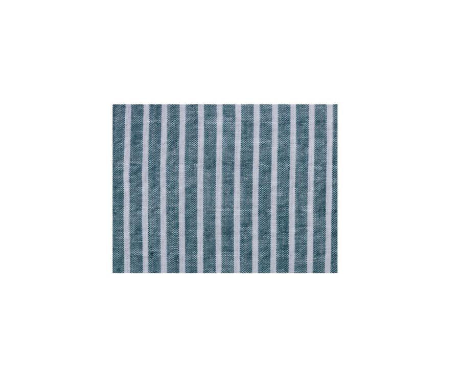 Chemise coton et lin Bleu Océan et liseré Blanc - EDIBERT