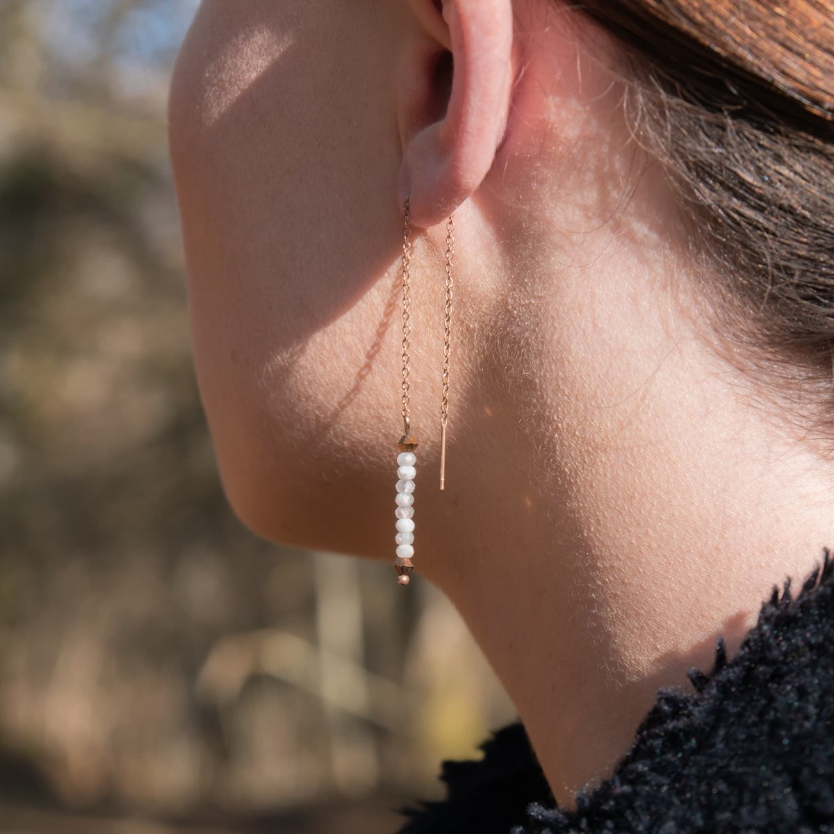 Boucles d'oreilles pendantes Lumia en pierres de Lune