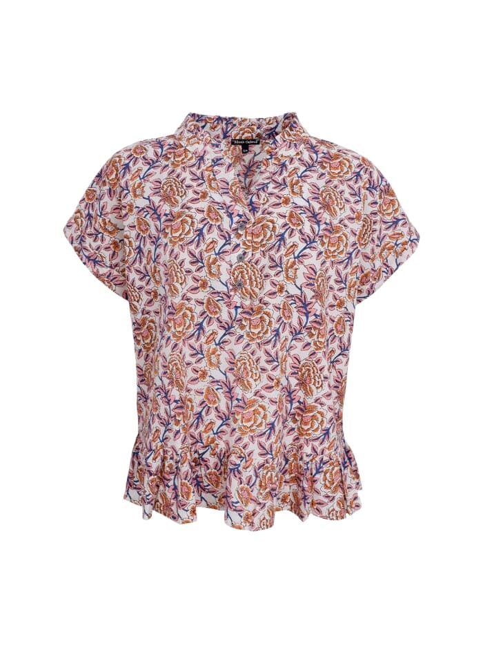 Black Colour Bcflora Ruffle S/S Blouse fairy flower
